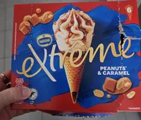 Glace cône extrême peanuts et caramel beurre salé