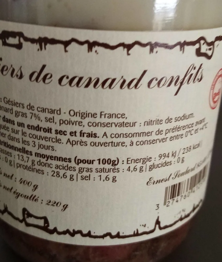 Gésiers de canard confIts