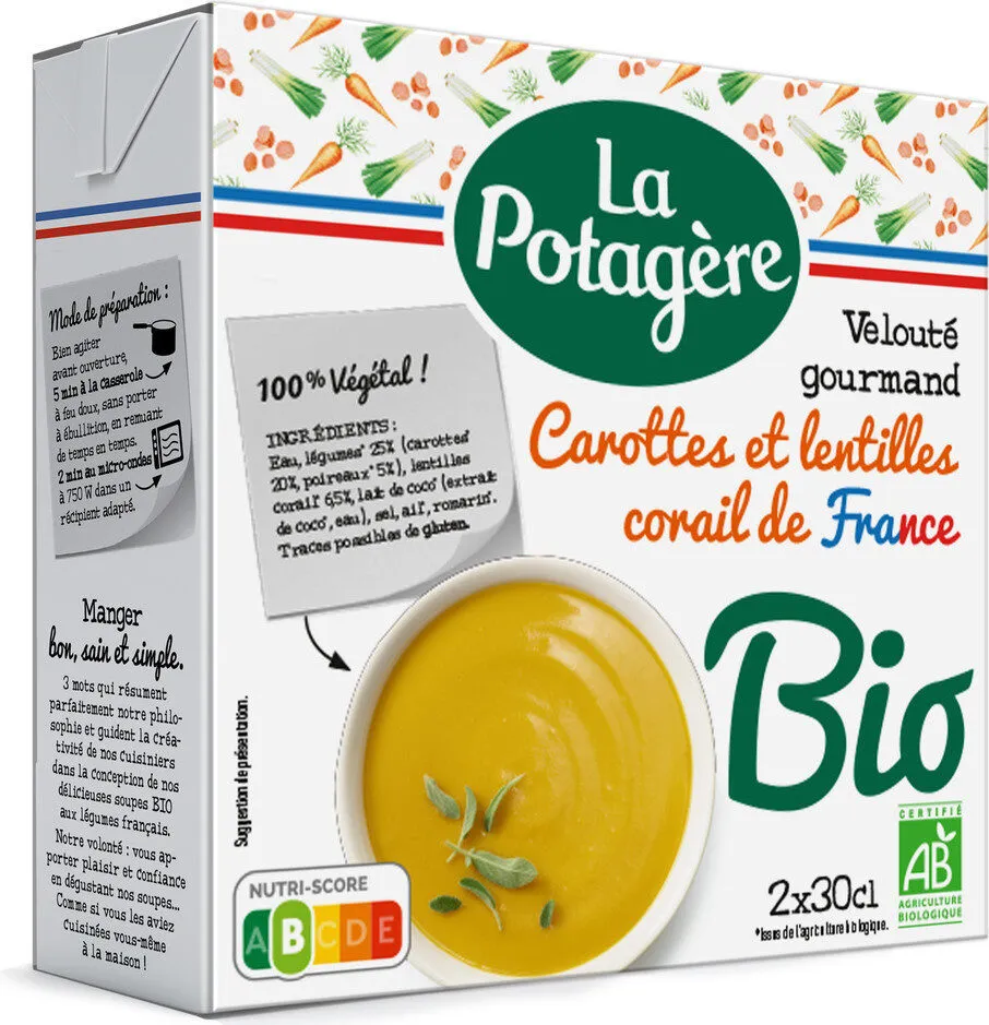 Velouté gourmand Carottes Lentilles Corail BIO