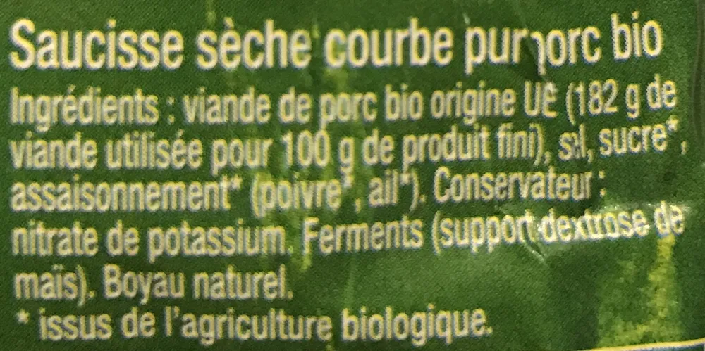 Saucisse seche d'Ardeche bio CHAILLOT