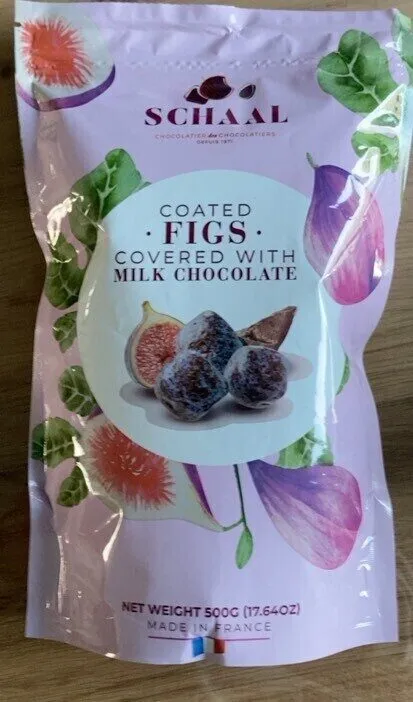Milk chocolate coated figs