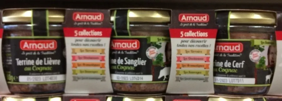 3X180G Terrines Assorties Lievre / Sanglier / Cerf Arnaud. g. t.