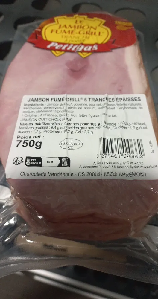 Le jambon fumé-grill