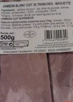 JAMBON BLANC CUIT 20 TRANCHES-BAGUETTE