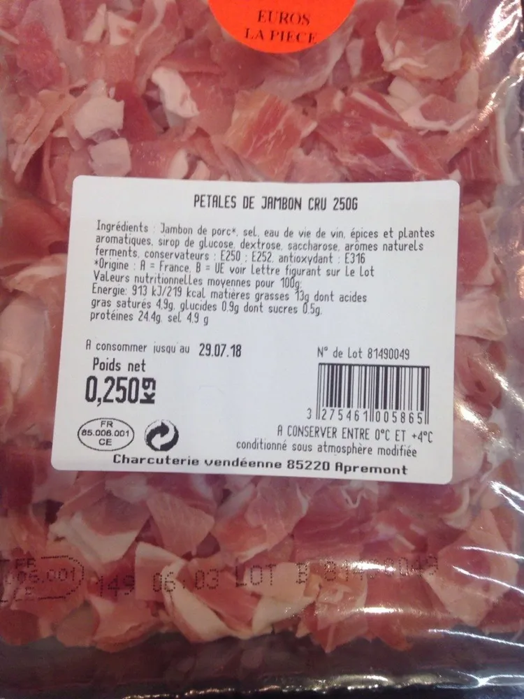 Petales de jambon cru