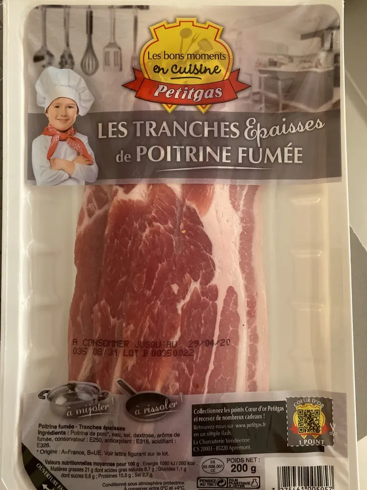 Poitrine fumée tranche épaisse PETITGAS