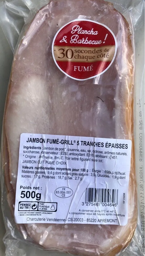 Tranche de jambon fumé