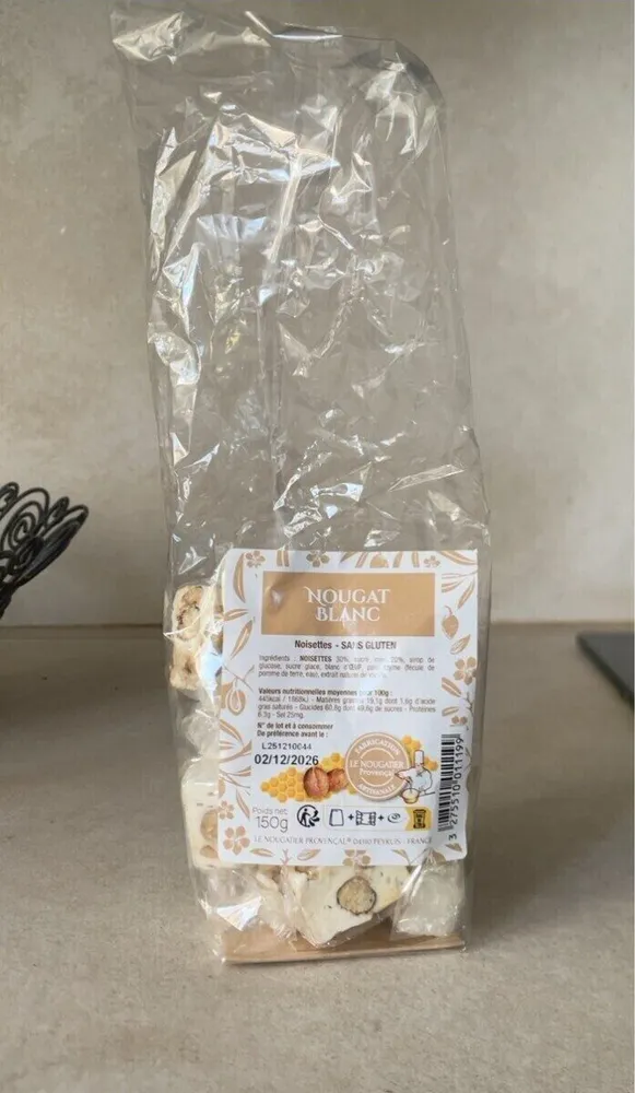 Nougat blanc noisettes sans gluten