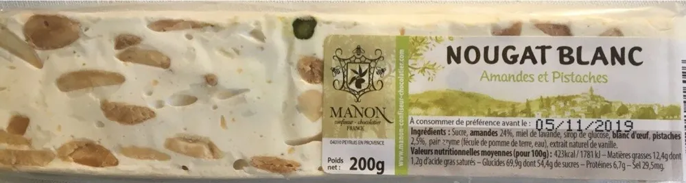 Nougat blanc amandes et pistaches