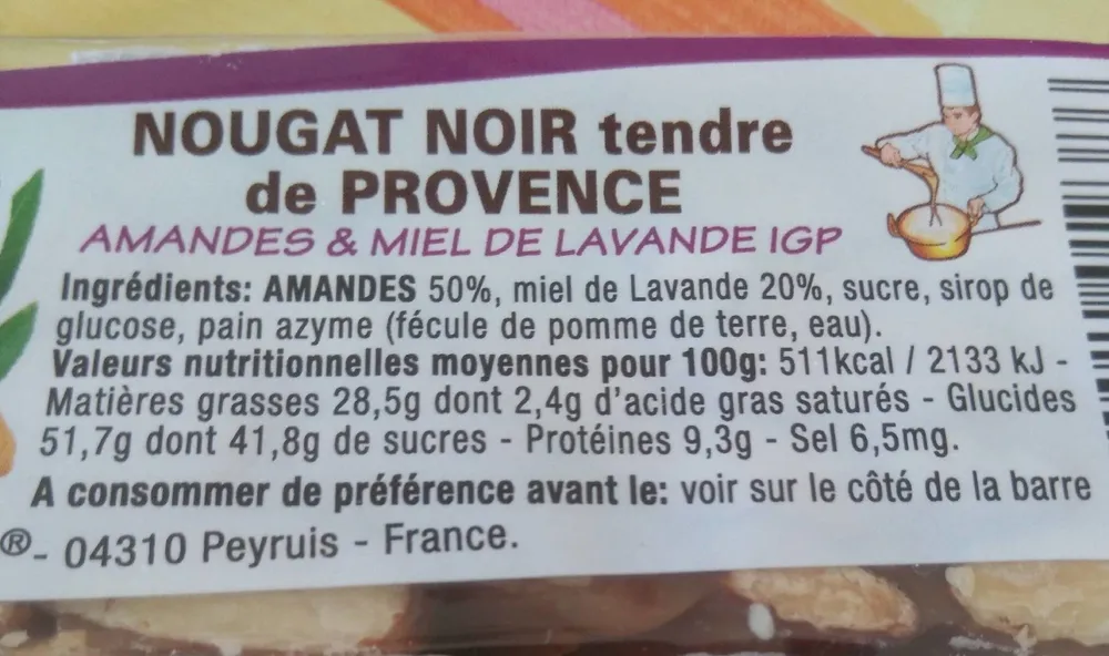 Nougat noir tendre de Provence