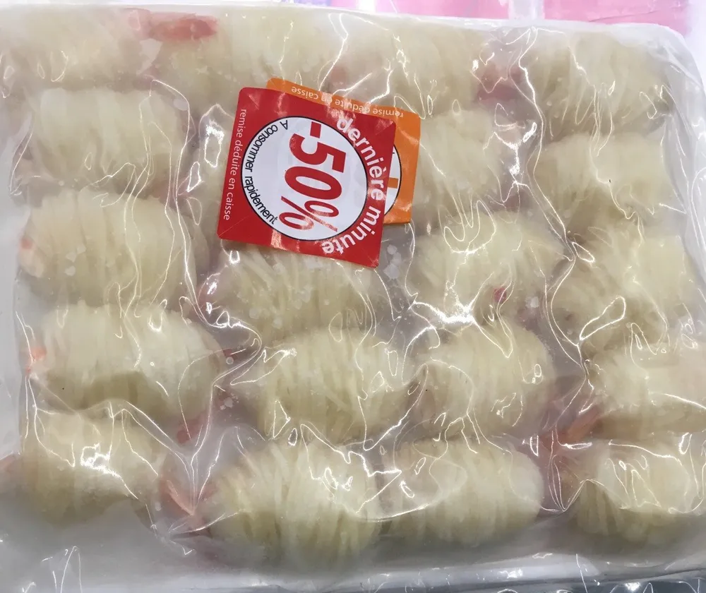 Crevettes enrobees de pomme de terre surgelées