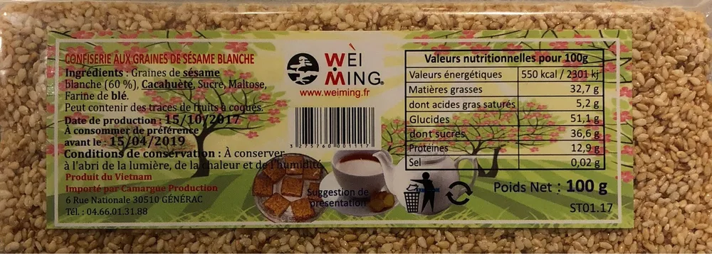 Confiserie au graine de sesame blanche