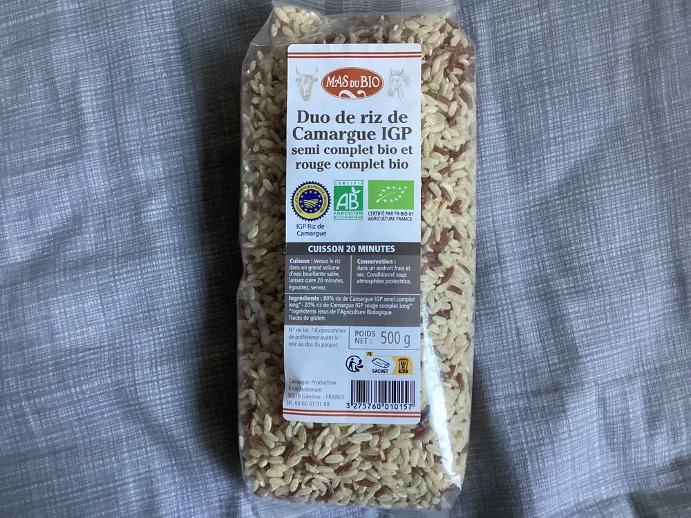 Duo riz Camargue semi complet bio et rouge complet bio
