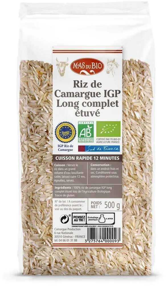 Riz de camargue IGP long complet étuvé