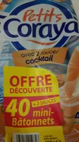 Petits Coraya - Mini-bâtonnets de surimi + sauce mayonnaise les 40 bâtonnets + 1 sauce 420 gr