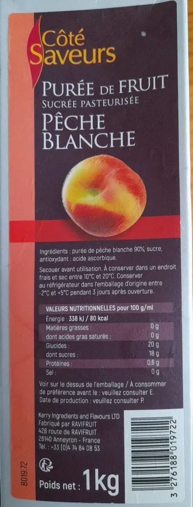 Purée peche blanche