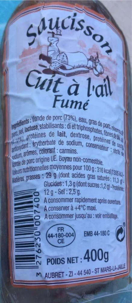 Saucisson cuit à l’ail (fumé)