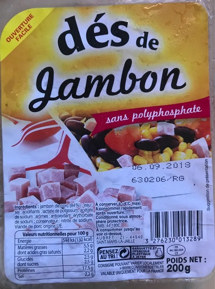 Dés de jambon sans polyphosphate