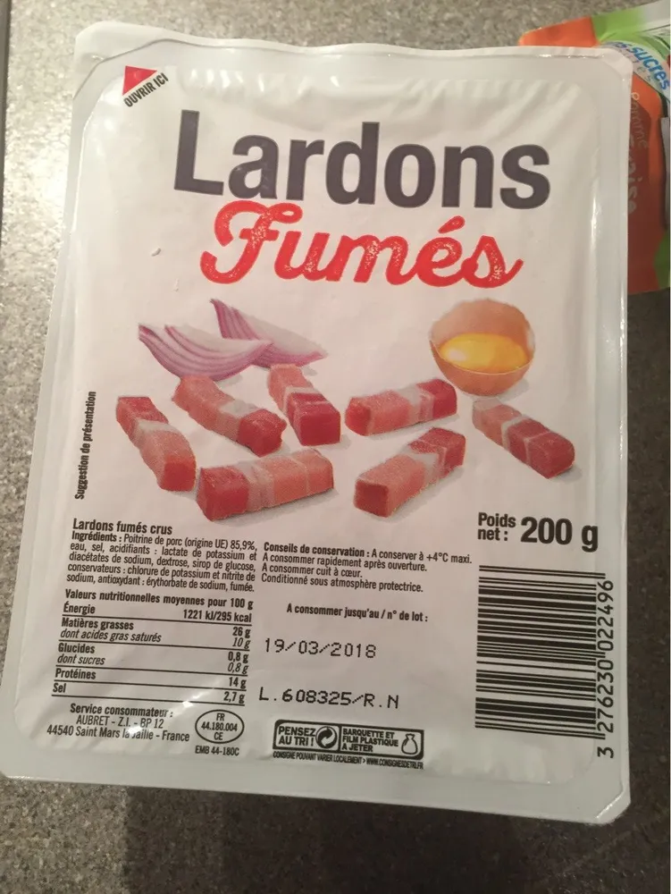 Lardons Fumés Crus Aubret 200 G