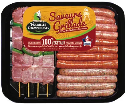Plateau panaché : brochettes de dinde + mix saucisses de dinde