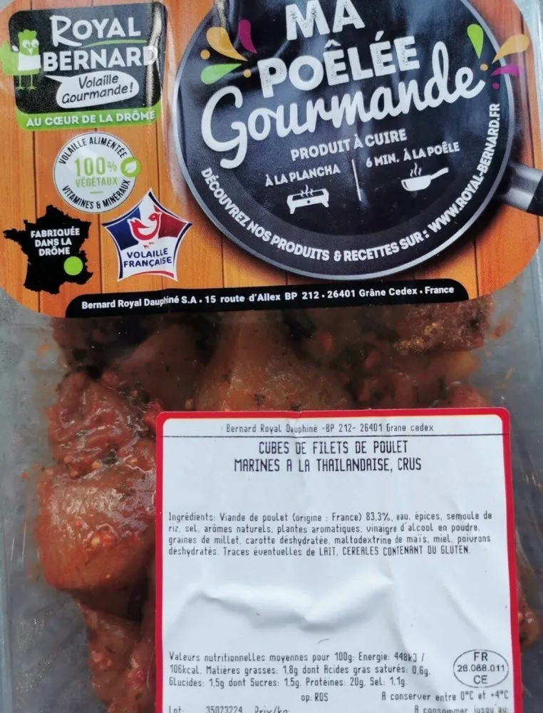 Cubes de filets de poulet marinés à la taïlandaise