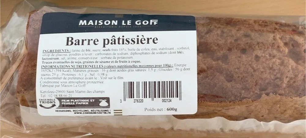 Barre pâtissière