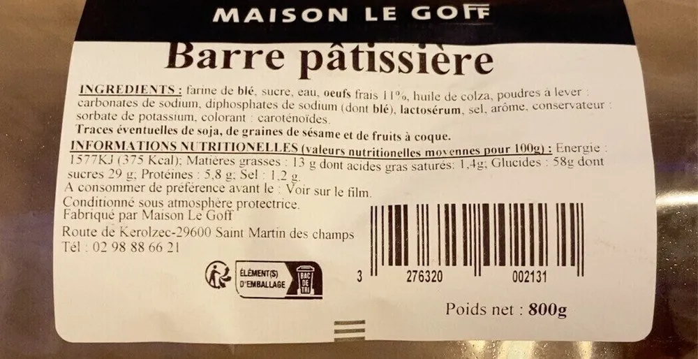 Barré pâtissière