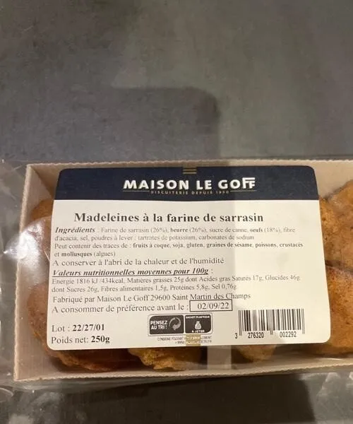 Madeleines à la farine de sarrasin