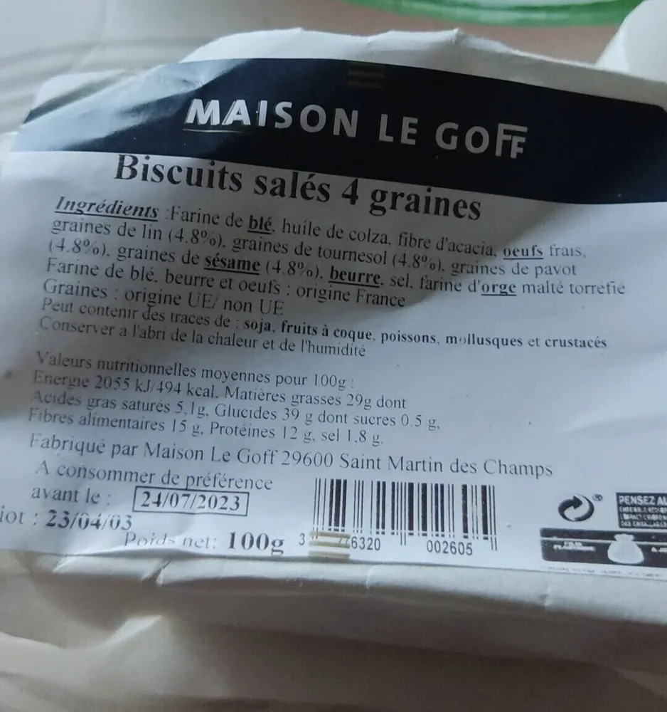 Biscuits salés 4 graines