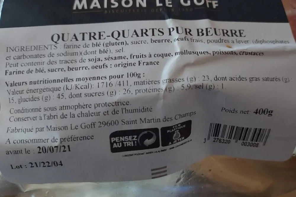 Quatre quart pur beurre