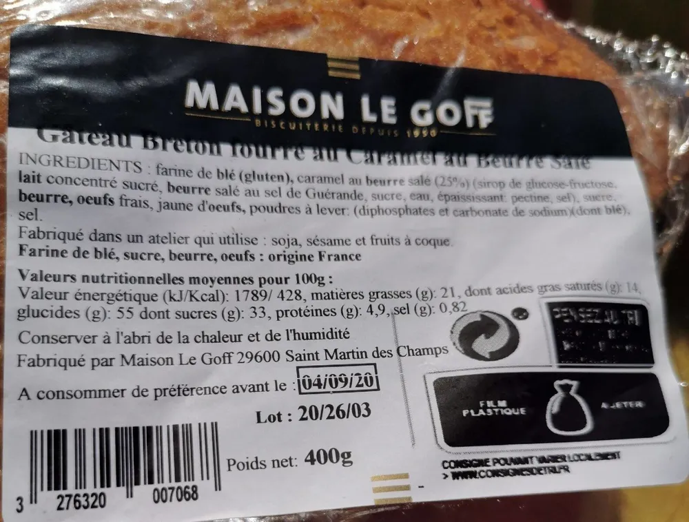 Gâteau breton caramel beurre salé