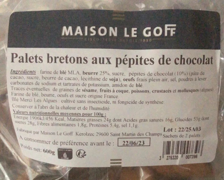 Palets breton aux pépites de chocolat
