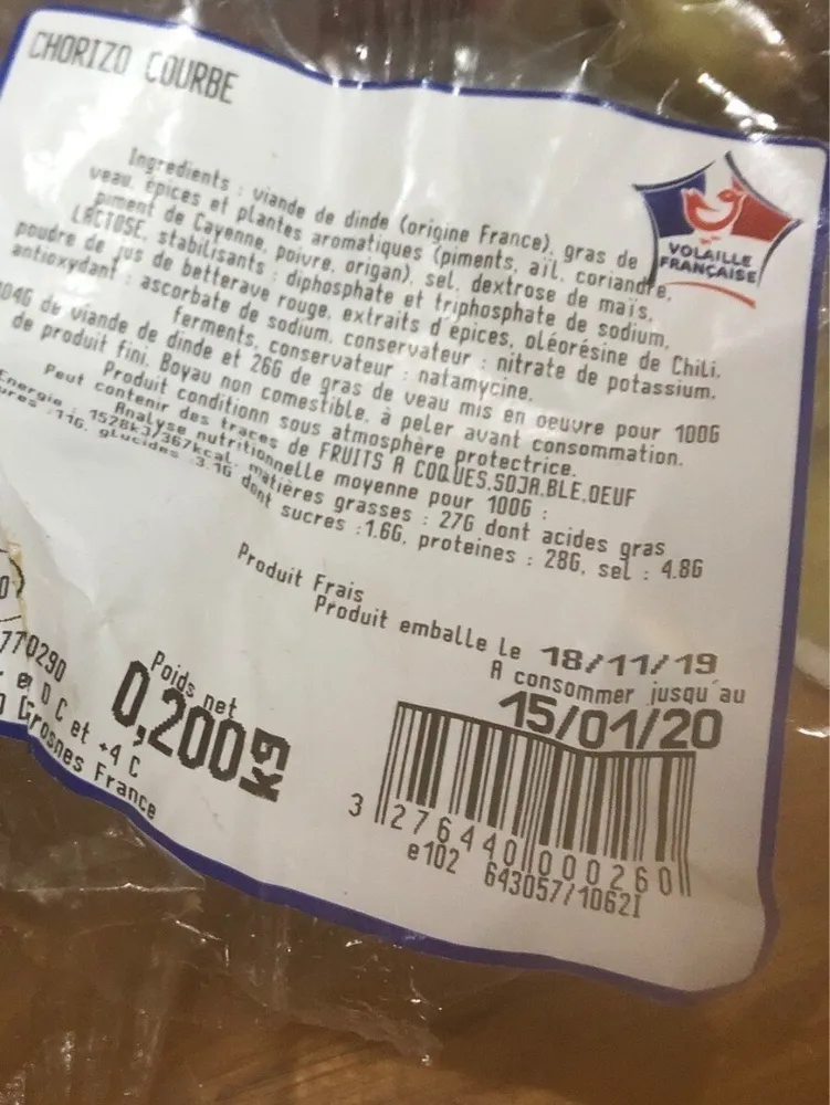 Chorizo courbe