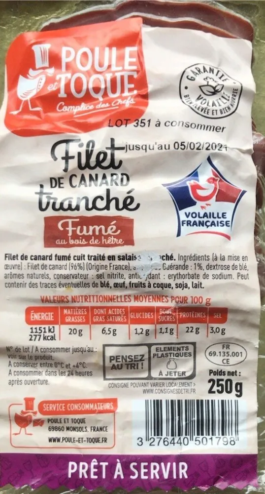 Filet de canard tranché Fumé
