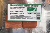 2 pavés de truite bio avec peau sans arêtes