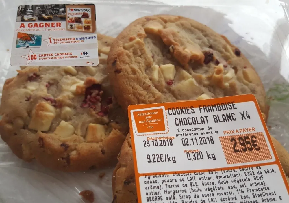 COOKIES FRAMBOISE CHOCOLAT BLANC X4