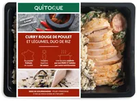 Curry rouge de poulet et légumes duo de riz