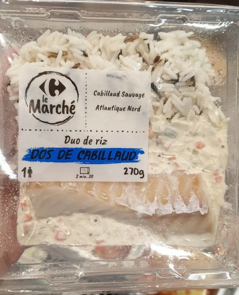 Duo de riz dos de cabillaud