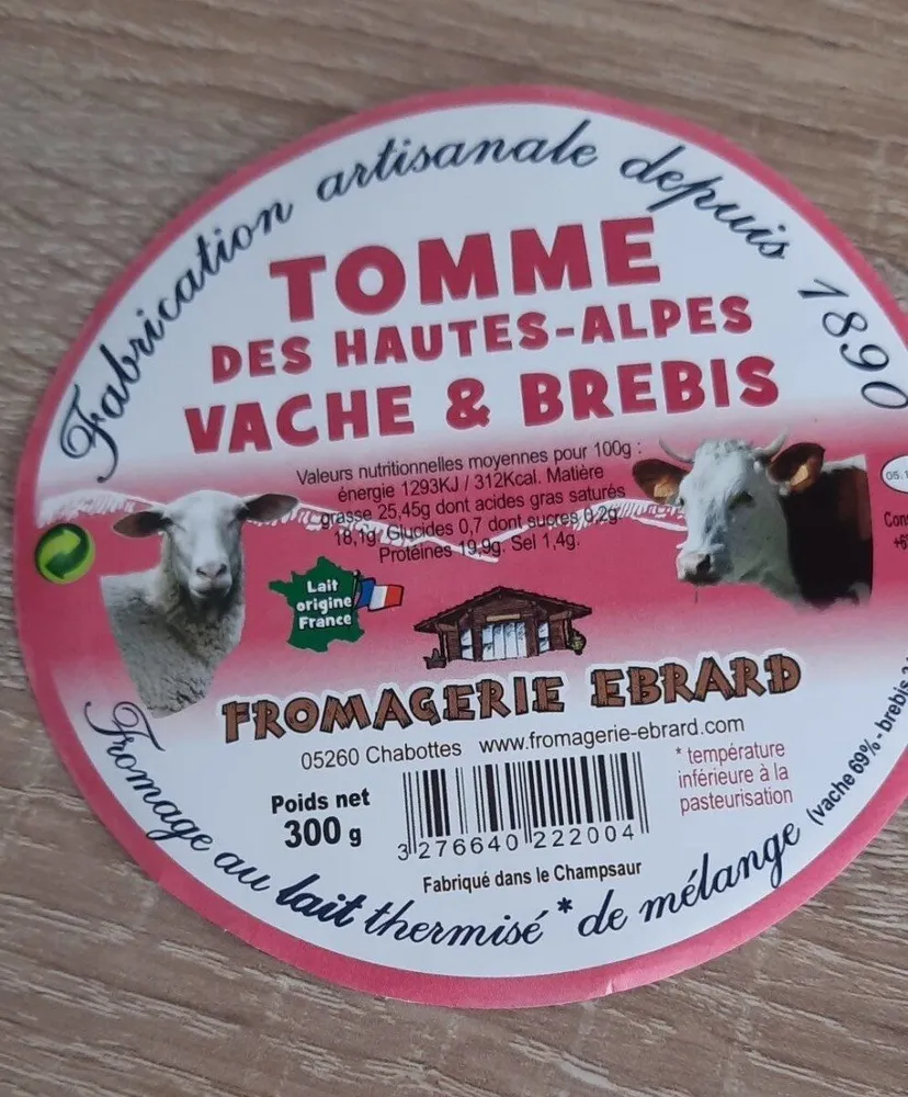 Tomme vache brebis Fromagerie Ebrard