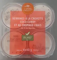 Verrines à la crevette coco curry et au fromage frais