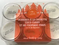 Verrines à la crevettes coco curry et au fromage frais