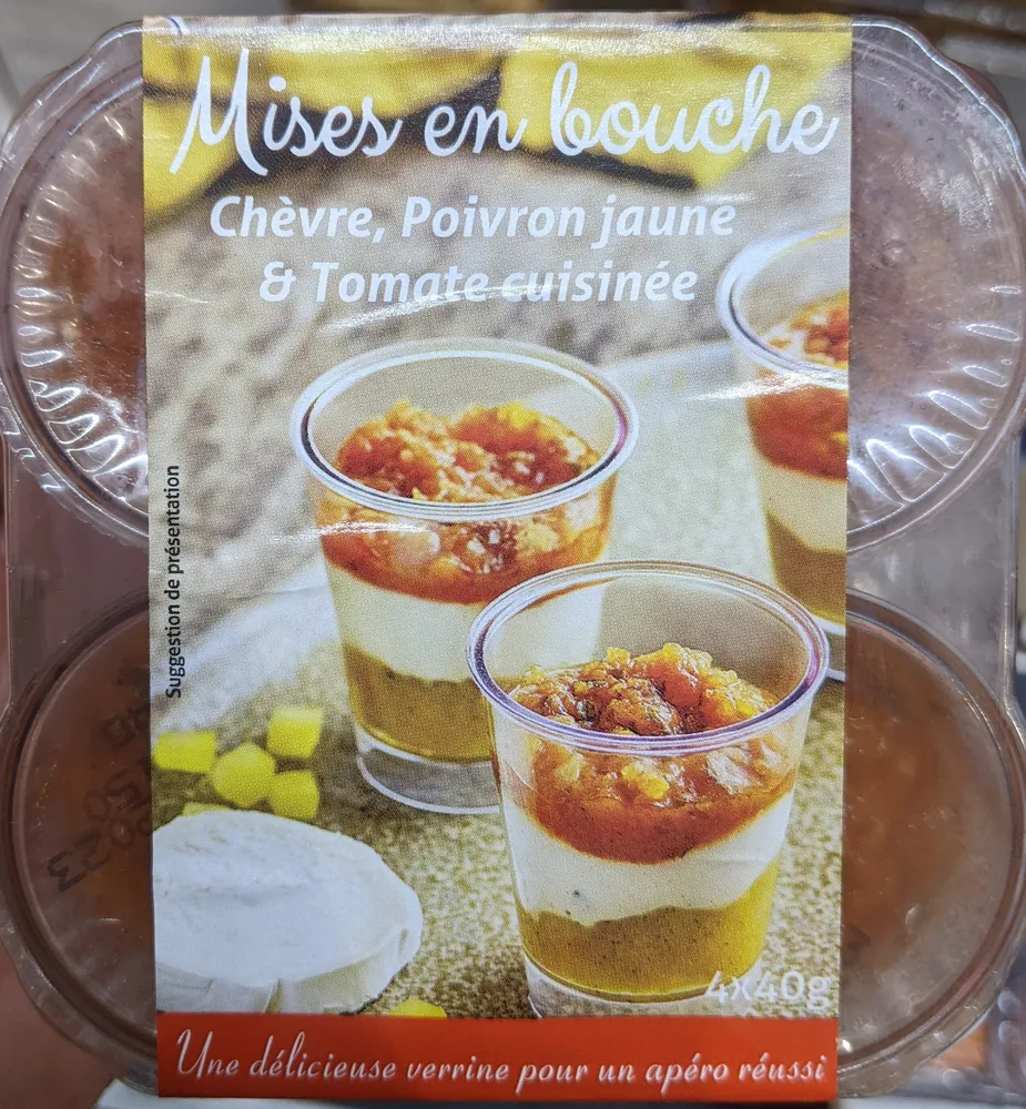 Mises en bouche Chèvre, Poivron jaune & Tomate cuisinée