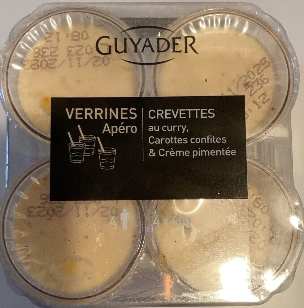 Verrines Apéro crevettes au curry