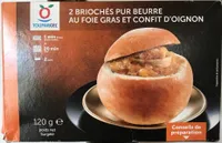 2 briochés pur beurre au foie gras et confit d'oignon