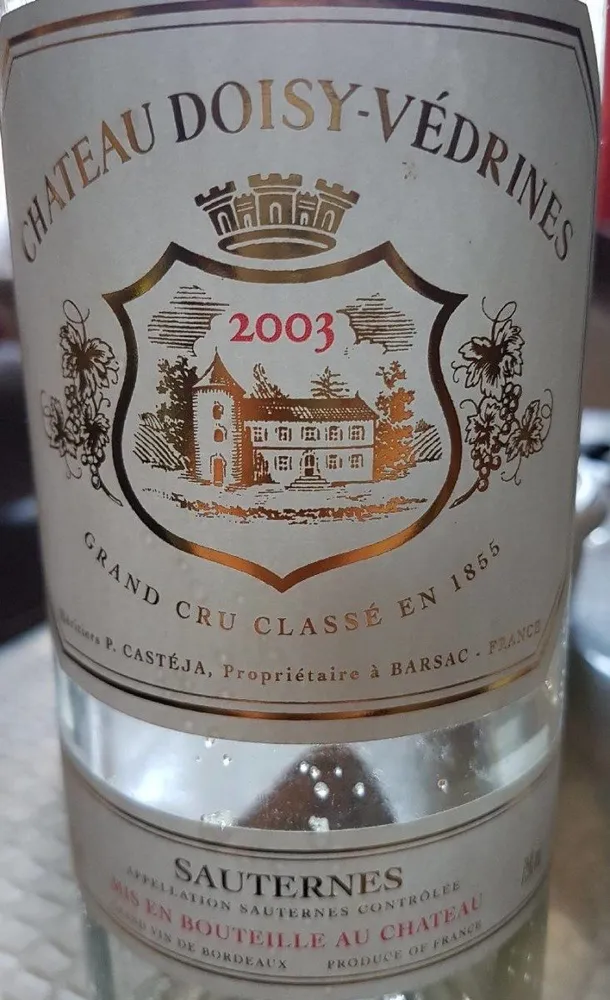 Sauterne 2003 grand cru classé en 1855