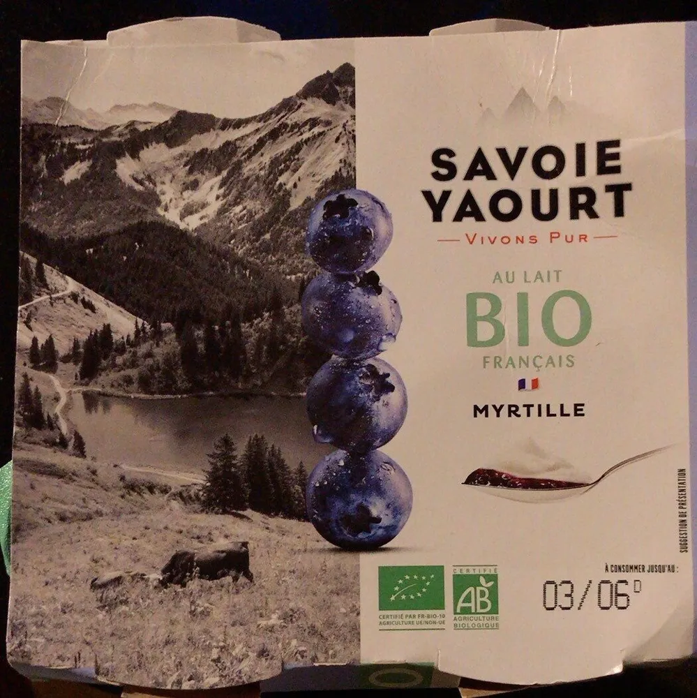 Yaourt au lait entier sucré à la myrtille Bio