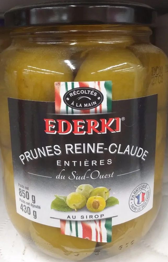 Prunes Reine-Claude Entières du Sud-Ouest au Sirop