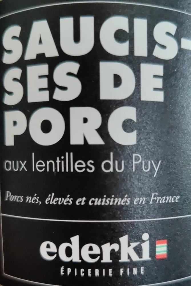 Saucisses de porc aux lentilles du Puy