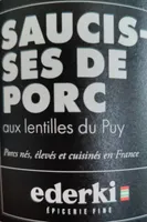 Saucisses de porc aux lentilles du Puy