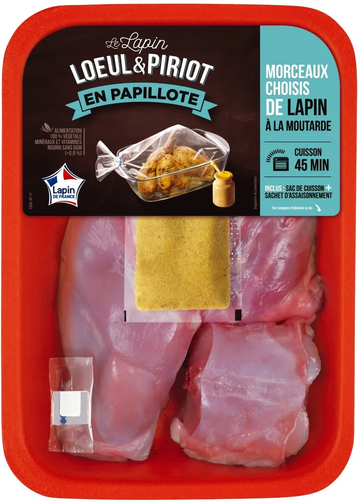 Découpe de lapin papillote moutarde